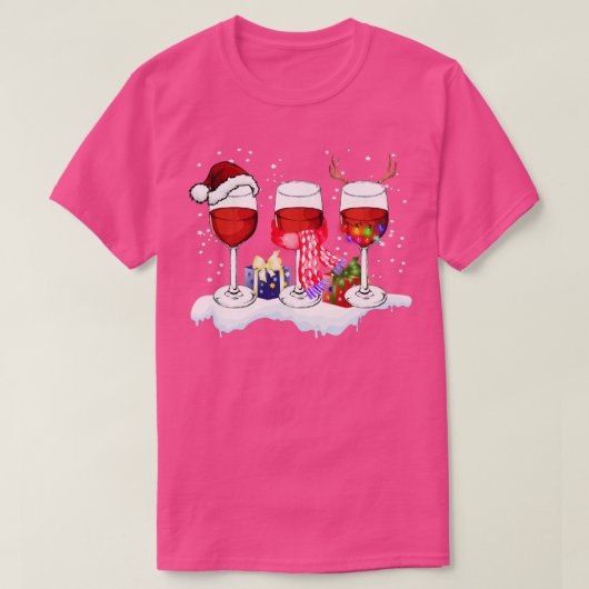 Wine kerst met glazen kerstwijn met kerstmis t-shirt (Design voorkant)