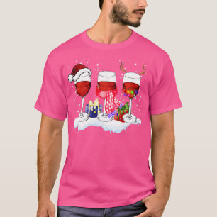 Wine kerst met glazen kerstwijn met kerstmis t-shirt