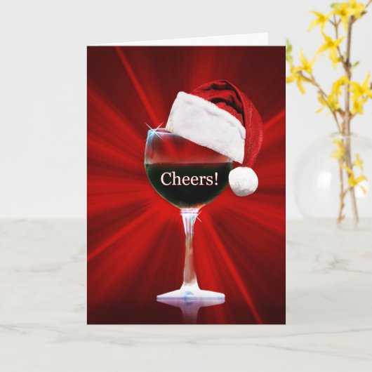 Wine kerst Prettige feestdagen Kaart (Gele Bloem)