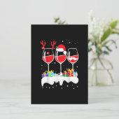 Wine kerstlamjes Kerstmis Vrouwen Santa Hat Reinde Kaart (Staand voorkant)