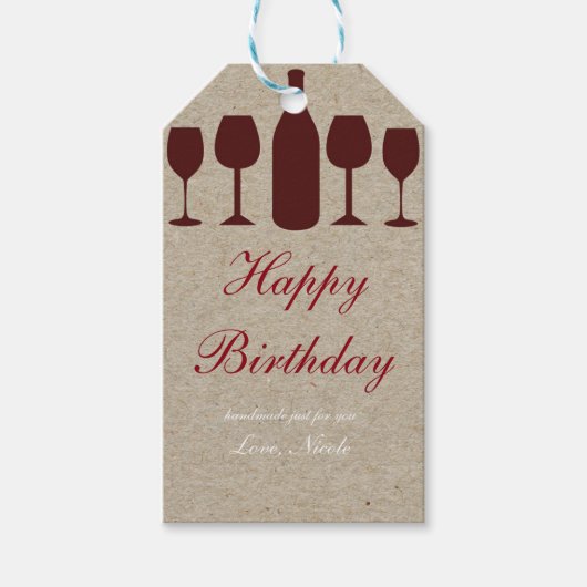 Wine Kraft Paper Holiday Cadeau Gift Label Cadeaulabel (Voorkant)