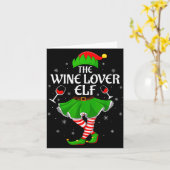 Wine Lover Elf Christmas Family Girls Women Elf Sq Kaart (Gele Bloem)
