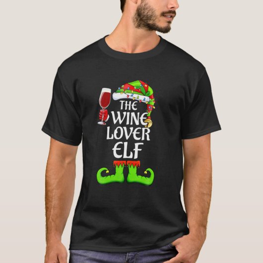 Wine Lover Elf Matching Group Xmas Familie Christm T-shirt (Voorkant)