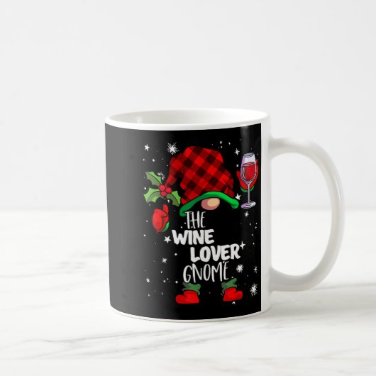 Wine Lover Gnome Red Buffalo Plaid Matching Family Koffiemok (Rechts)