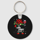 Wine Lover Gnome Red Buffalo Plaid Matching Family Sleutelhanger (Voorkant)