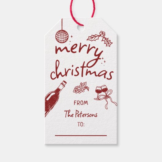Wine Lover Holiday Christmas Tasting Party Custom Cadeaulabel (Voorkant)