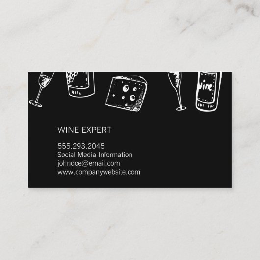 Wine Lover Marble Black Color Block Visitekaartje (Achterkant)