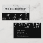 Wine Lover Marble Black Color Block Visitekaartje (Voorkant / Achterkant)