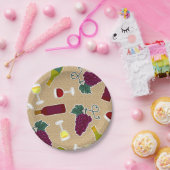 Wine Lover Patroon Papieren Bordje (Feest)