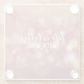 Wine Lover Pink Bokeh Mandala Art Typografie Funny Glazen Onderzetter (Achterkant)