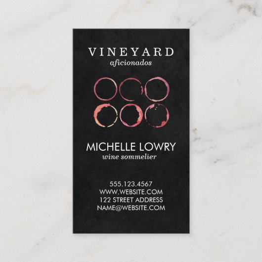 Wine Lux Black | Wijnhoudende zeugen Visitekaartje (Voorkant)