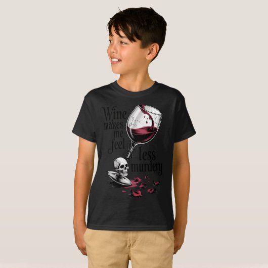 Wine Make Me Feel Less Murdery Funny Gothic Witch T-shirt (Voorkant volledig)