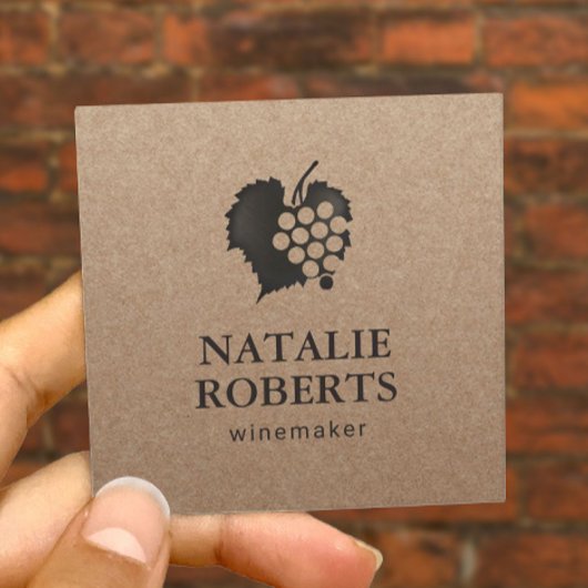 Wine Maker Sommelier Rustic Kraft minimalist Vierkante Visitekaartje