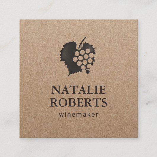 Wine Maker Sommelier Rustic Kraft minimalist Vierkante Visitekaartje (Voorkant)