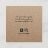 Wine Maker Sommelier Rustic Kraft minimalist Vierkante Visitekaartje (Achterkant)