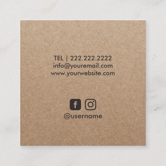 Wine Maker Sommelier Rustic Kraft minimalist Vierkante Visitekaartje (Achterkant)