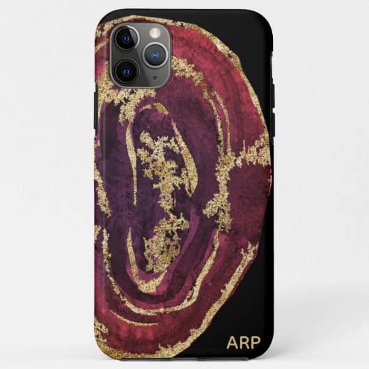 *~* Wine Maroon Burgundy Gold Glitter Case-Mate iPhone Case (Achterkant)