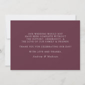 Wine Modern Elegance Wedding Bedankkaart (Achterkant)