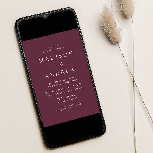 Wine Modern Elegance Wedding Kaart