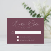 Wine Modern Elegance Wedding RSVP Kaartje (Staand voorkant)