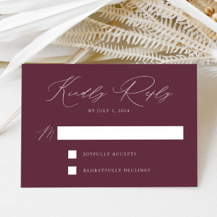 Wine Modern Elegance Wedding RSVP Kaartje