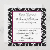 Wine Monogram Damask Wedding Invitation Front Kaart (Achterkant)