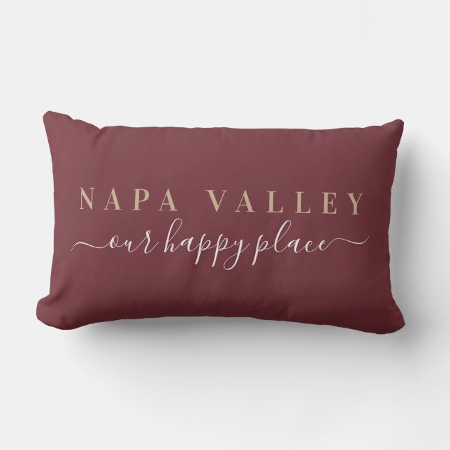 Wine Napa Valley Happy Place Lumbar Pillow Kussen (Voorkant)