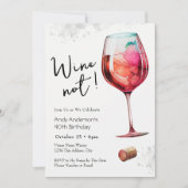 Wine Not 40th Birthday Invitation Kaart (Voorkant)