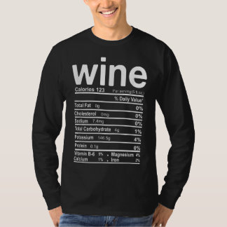 wine nutrition facts thanksgiving christmas food t-shirt