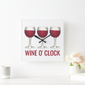 Wine O' Clock Red Wine Glass Winery Bar Vierkante Klok (Huis)