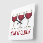 Wine O' Clock Red Wine Glass Winery Bar Vierkante Klok (Hoek)
