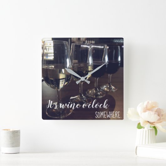 Wine O'Clock ergens anders Vierkante Klok (Huis)