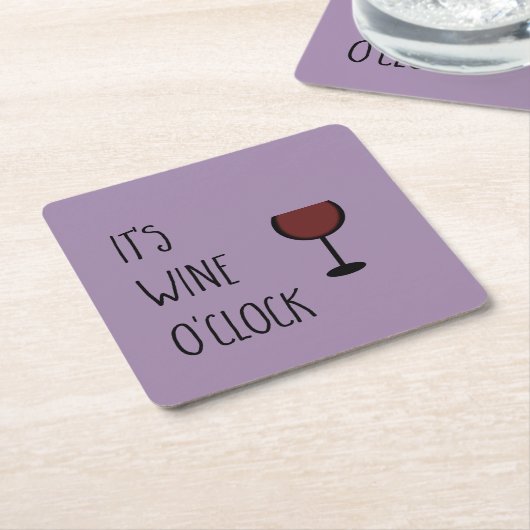 Wine O'Clock Kartonnen Onderzetters (Schuin)