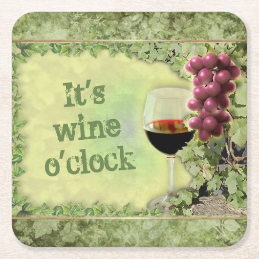 Wine O'Clock Kartonnen Onderzetters (Voorkant)