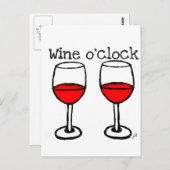 "WINE O'CLOCK" MET RODE WIJNAFDRUKKING BRIEFKAART (Voorkant / Achterkant)