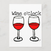 "WINE O'CLOCK" MET RODE WIJNAFDRUKKING BRIEFKAART (Voorkant)