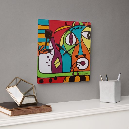 Wine O'Clock van ByOtherSide Vierkante Klok (Kantoor)