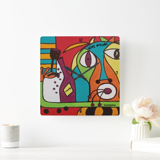 Wine O'Clock van ByOtherSide Vierkante Klok (Huis)