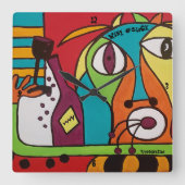 Wine O'Clock van ByOtherSide Vierkante Klok (Voorkant)