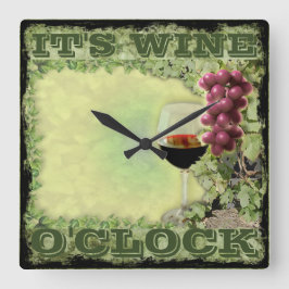 Wine O'Clock Vierkante Klok