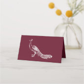 Wine Peacock Flourish Reception Place Card Plaatskaartje (Achterkant)