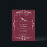 Wine Peacock Flourish Rehearsal Dinner Invitation Kaart<br><div class="desc">Nodig gasten uit voor je repetitieve diner met een uitnodiging voor het diner van de Wine Peacock Flourish bruiloft. Het uitnodigingsontwerp kenmerkt een elegante pauw die met bloei wordt bewogen. Pas de namen van de bruidegom en de bruid aan samen met de details van het repetitieve diner. Extra trouwbenodigdheden zijn...</div>