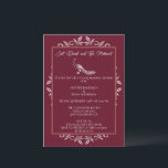 Wine Peacock Flourish Rehearsal Dinner Invitation Kaart<br><div class="desc">Nodig gasten uit voor je repetitieve diner met een uitnodiging voor het diner van de Wine Peacock Flourish bruiloft. Het uitnodigingsontwerp kenmerkt een elegante pauw die met bloei wordt bewogen. Pas de namen van de bruidegom en de bruid aan samen met de details van het repetitieve diner. Extra trouwbenodigdheden zijn...</div>