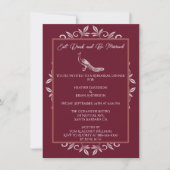 Wine Peacock Flourish Rehearsal Dinner Invitation Kaart (Voorkant)