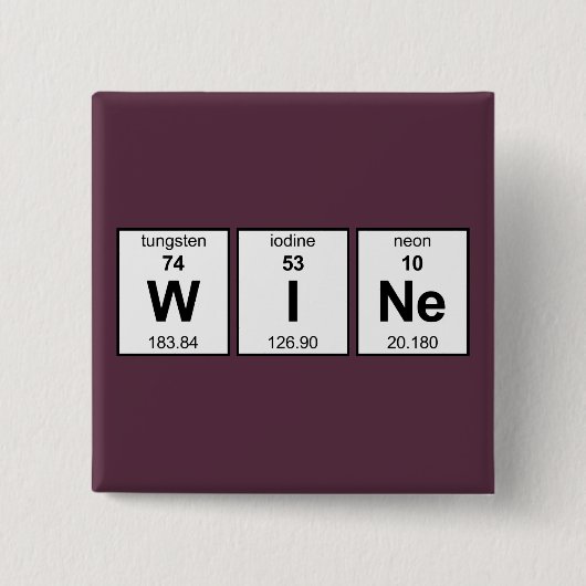 WINe Periodic Tabel Vierkante Button 5,1 Cm (Voorkant)