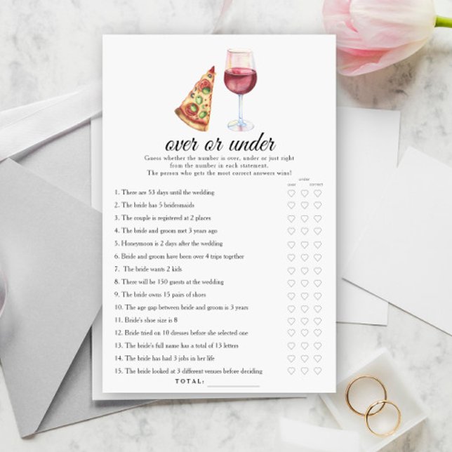 Wine & Pizza Bridal shower Over or under game (Creator heeft geüpload)