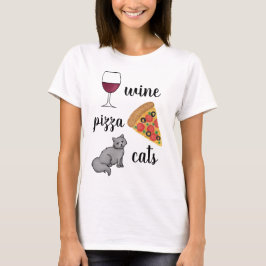 Wine Pizza Cats T-shirt