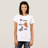 Wine Pizza Cats T-shirt (Voorkant volledig)