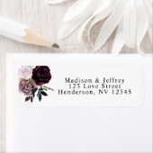 Wine Plum Mauve Herfst Floral Wedal Address Label (Insitu)