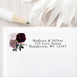 Wine Plum Mauve Herfst Floral Wedal Address Label